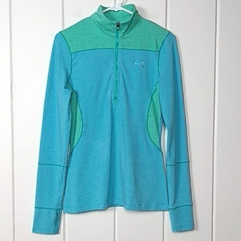 Puma Golf Jacket‎ Dry Cell Green & Teal Golf 1/2 Zip, Size - Small - Picture 2 of 8